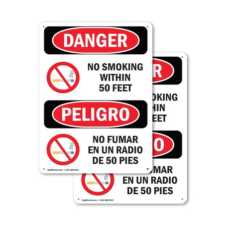 Signmission 10 in Width, Aluminum, Rectangle, Bilingual OS-2PACK-DS-A-1014-VS-1481